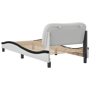 Bed Frame without Mattress "Hvar" White and Black 80x200 cm Faux Leather