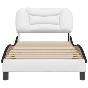 Bed Frame without Mattress "Hvar" White and Black 90x190 cm Faux Leather