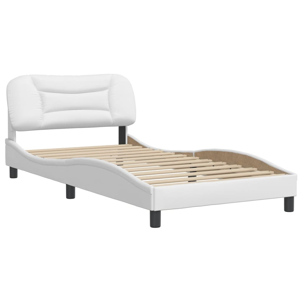 Bed Frame without Mattress "Hvar" White 100x200 cm Faux Leather