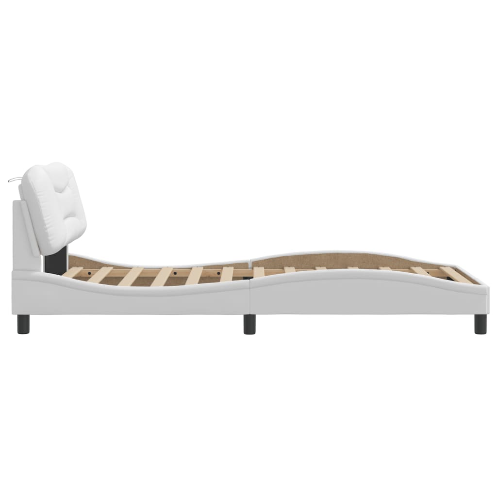Bed Frame without Mattress "Hvar" White 100x200 cm Faux Leather