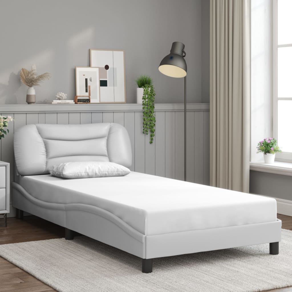 Bed Frame without Mattress "Hvar" White 100x200 cm Faux Leather