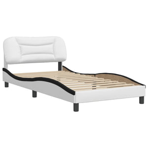 Bed Frame without Mattress "Hvar" White and Black 100x200 cm Faux Leather