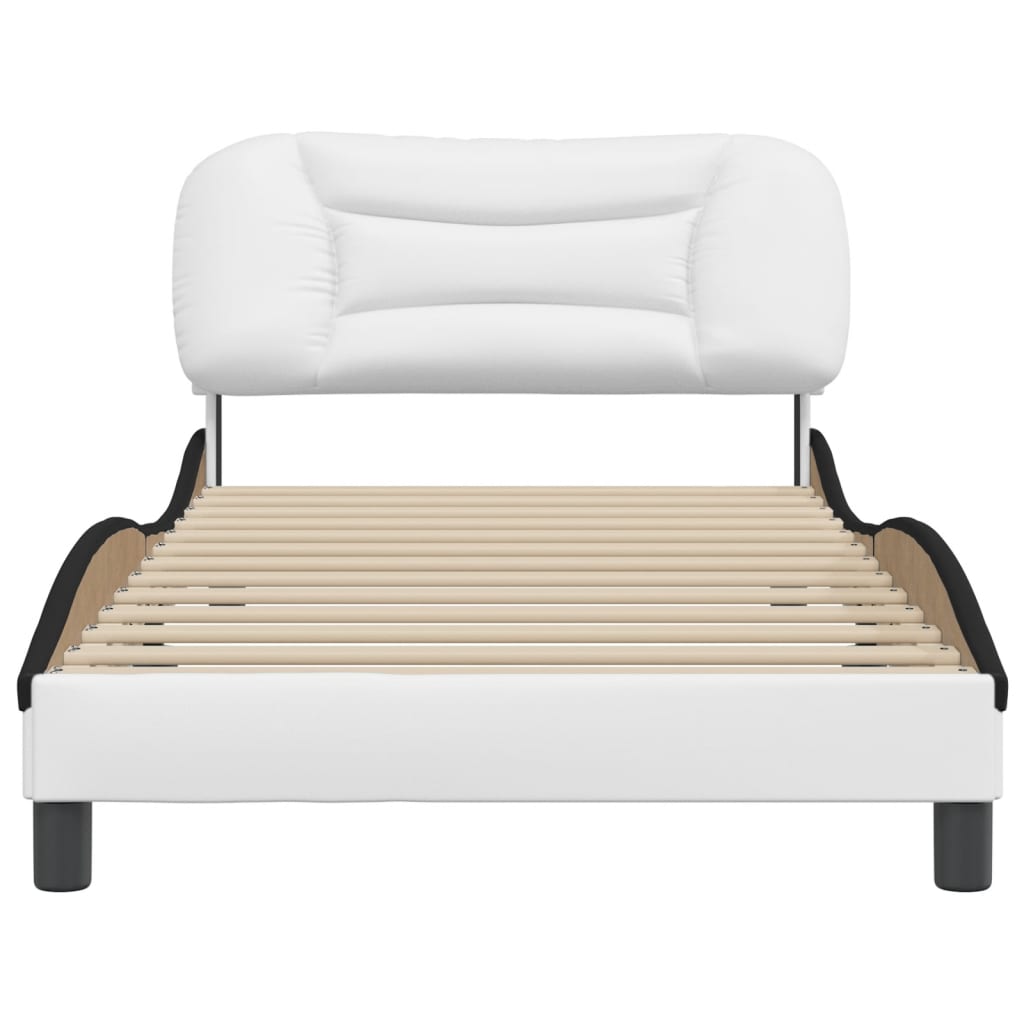 Bed Frame without Mattress "Hvar" White and Black 100x200 cm Faux Leather
