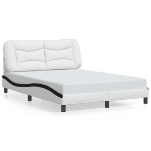Bed Frame without Mattress "Hvar" White and Black 120x200 cm Faux Leather