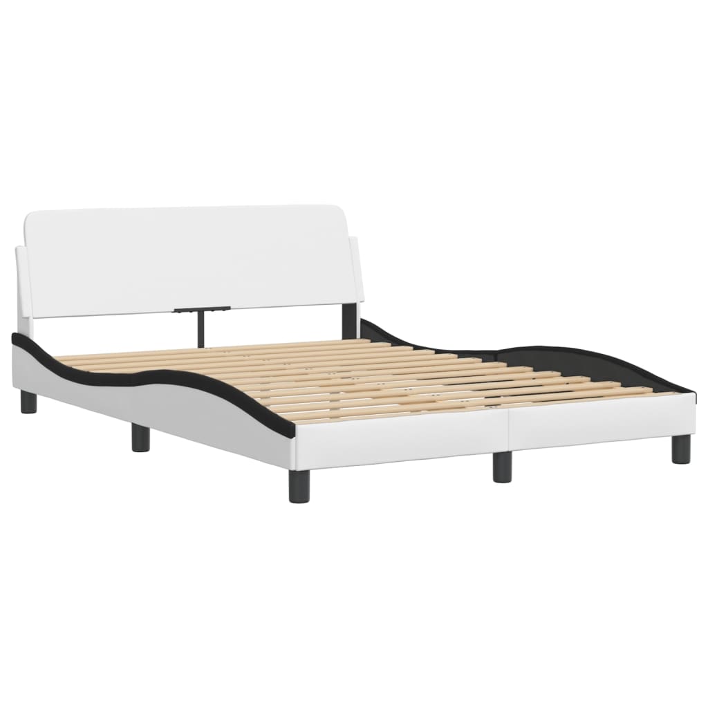 Bed Frame without Mattress "Hvar" White and Black 120x200 cm Faux Leather