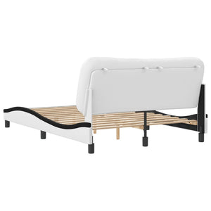 Bed Frame without Mattress "Hvar" White and Black 120x200 cm Faux Leather