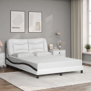 Bed Frame without Mattress "Hvar" White and Black 120x200 cm Faux Leather