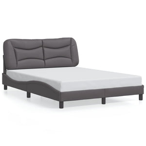 Bed Frame without Mattress "Hvar" Grey 140x190 cm Faux Leather