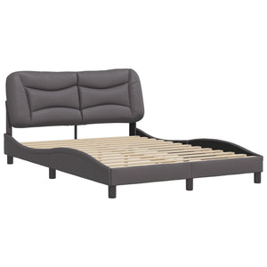 Bed Frame without Mattress "Hvar" Grey 140x190 cm Faux Leather