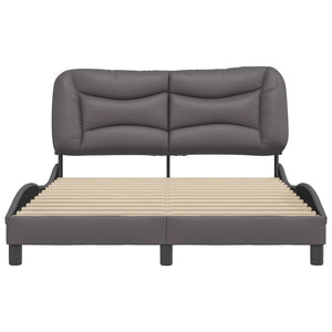 Bed Frame without Mattress "Hvar" Grey 140x190 cm Faux Leather