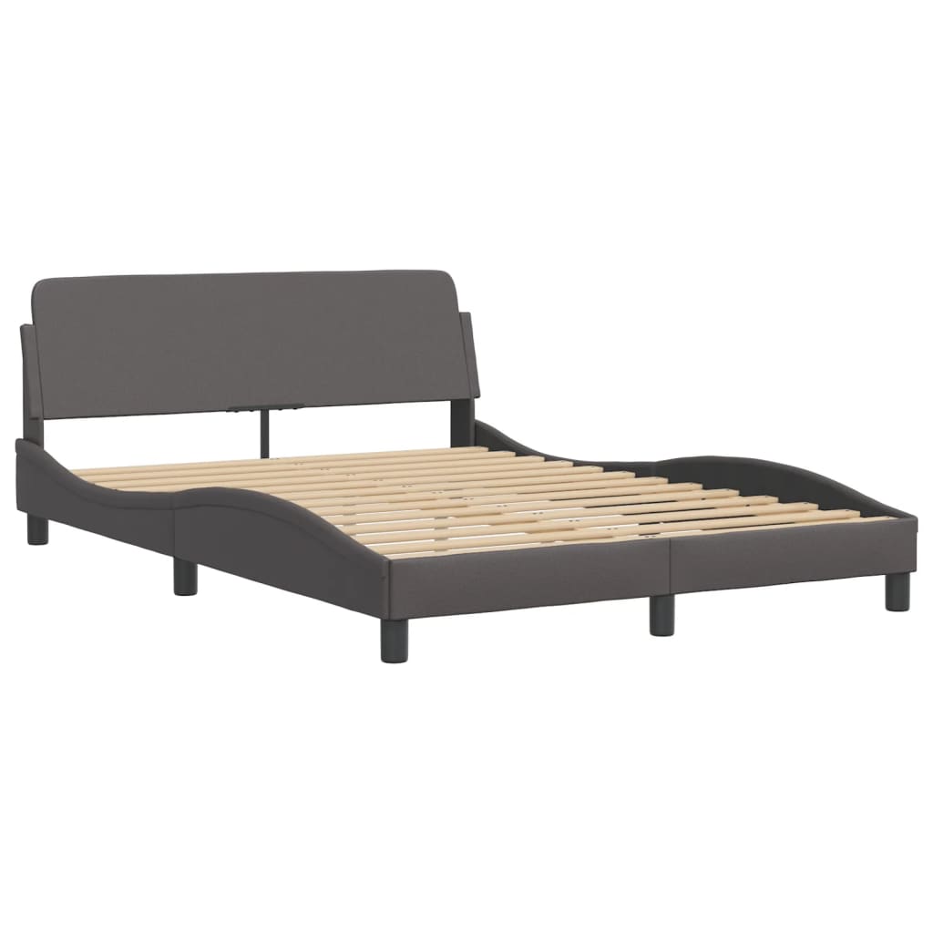 Bed Frame without Mattress "Hvar" Grey 140x190 cm Faux Leather