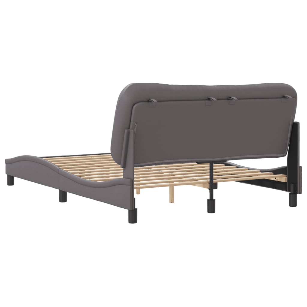 Bed Frame without Mattress "Hvar" Grey 140x190 cm Faux Leather
