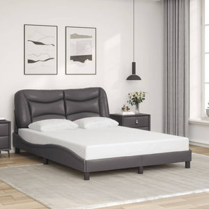 Bed Frame without Mattress "Hvar" Grey 140x190 cm Faux Leather