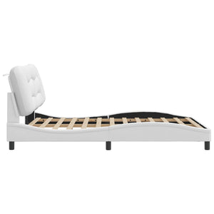 Bed Frame without Mattress "Hvar" White 140x200 cm Faux Leather