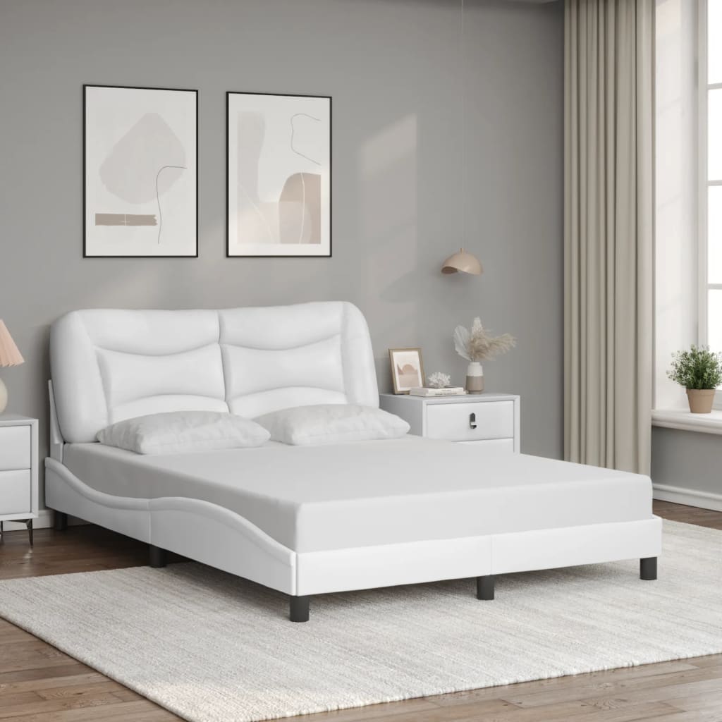 Bed Frame without Mattress "Hvar" White 140x200 cm Faux Leather