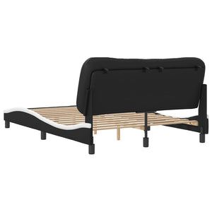 Bed Frame without Mattress "Hvar" Black and White 140x200 cm Faux Leather