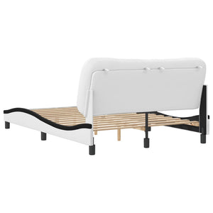 Bed Frame without Mattress "Hvar" White and Black 140x200 cm Faux Leather
