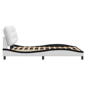 Bed Frame without Mattress "Hvar" White and Black 140x200 cm Faux Leather