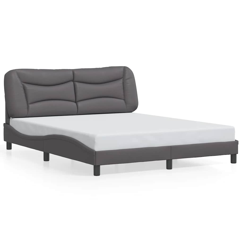 Bed Frame without Mattress "Hvar" Grey 160x200 cm Faux Leather