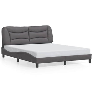 Bed Frame without Mattress "Hvar" Grey 160x200 cm Faux Leather