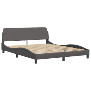 Bed Frame without Mattress "Hvar" Grey 160x200 cm Faux Leather