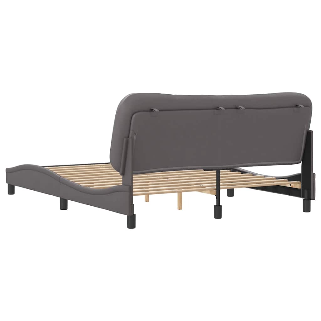 Bed Frame without Mattress "Hvar" Grey 160x200 cm Faux Leather