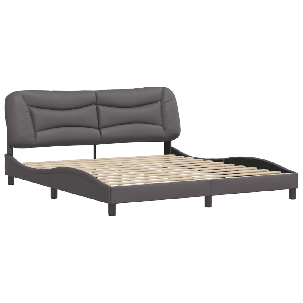 Bed Frame without Mattress "Hvar" Grey 180x200 cm Faux Leather