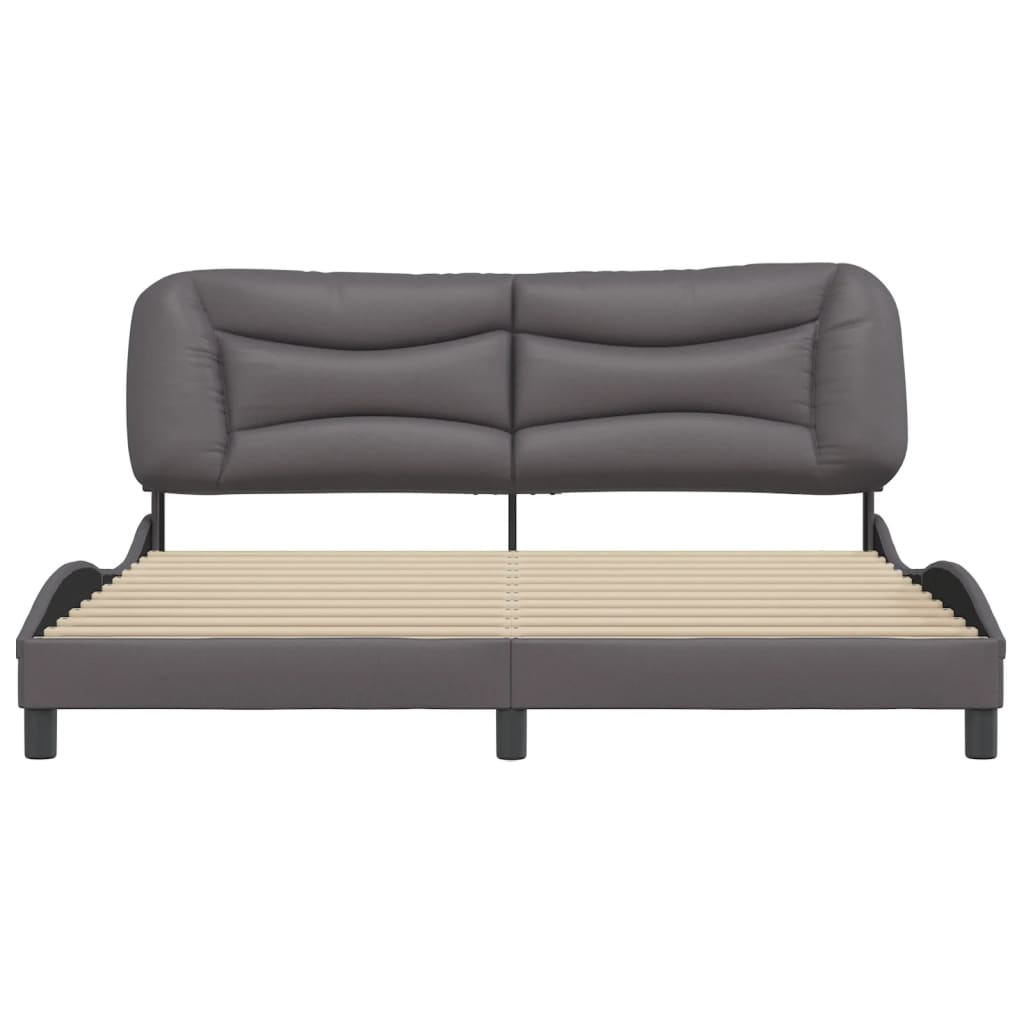 Bed Frame without Mattress "Hvar" Grey 180x200 cm Faux Leather
