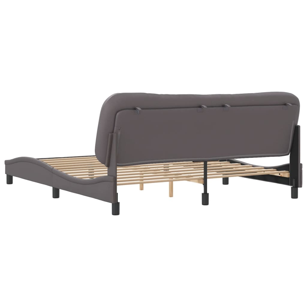 Bed Frame without Mattress "Hvar" Grey 180x200 cm Faux Leather