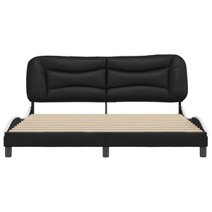 Bed Frame without Mattress "Hvar" Black and White 180x200 cm Faux Leather