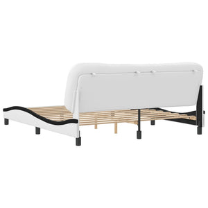 Bed Frame without Mattress "Hvar" White and Black 180x200 cm Faux Leather
