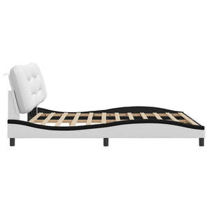 Bed Frame without Mattress "Hvar" White and Black 180x200 cm Faux Leather