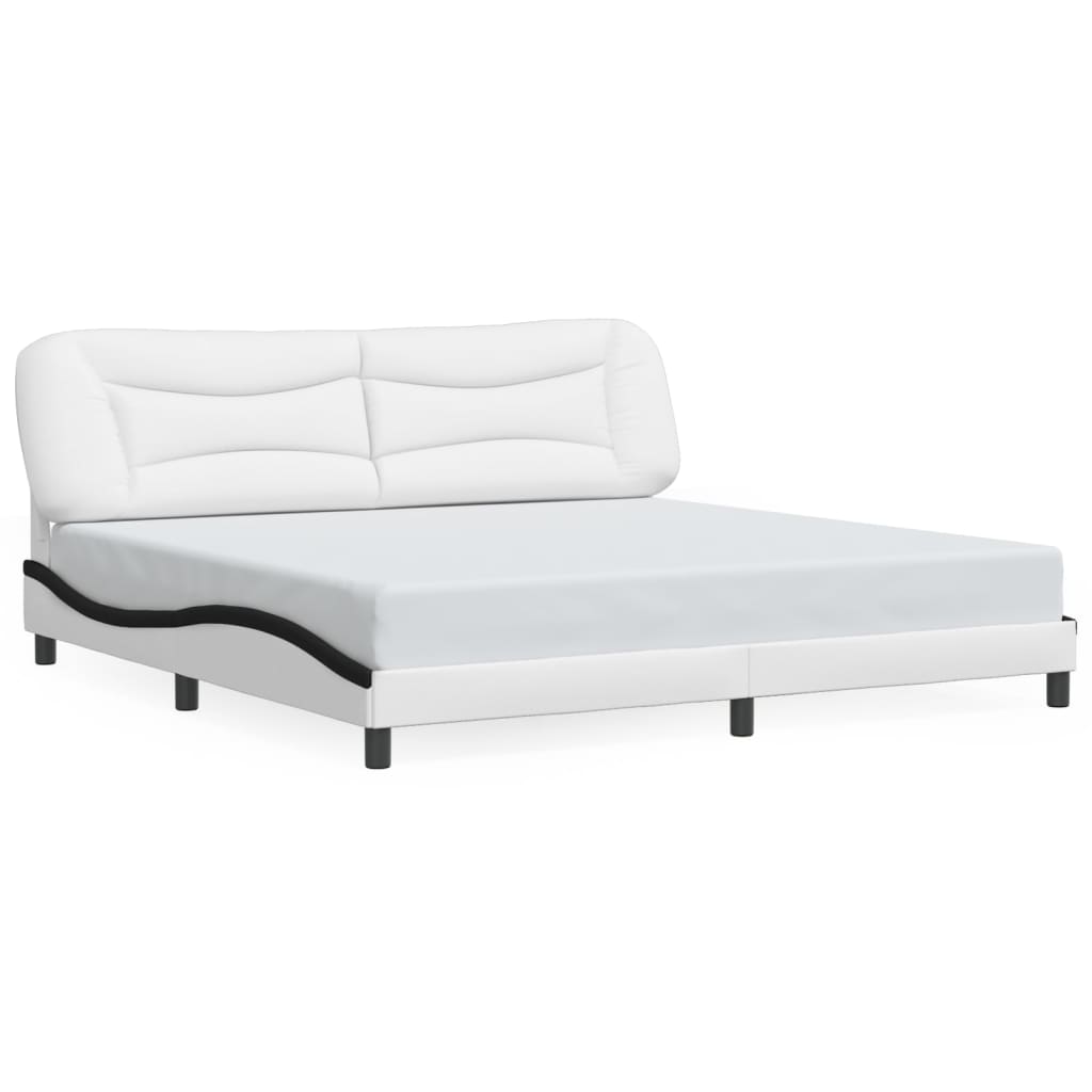 Bed Frame without Mattress "Hvar" White and Black 200x200 cm Faux Leather