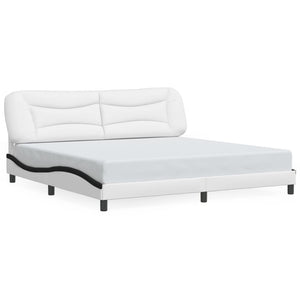 Bed Frame without Mattress "Hvar" White and Black 200x200 cm Faux Leather
