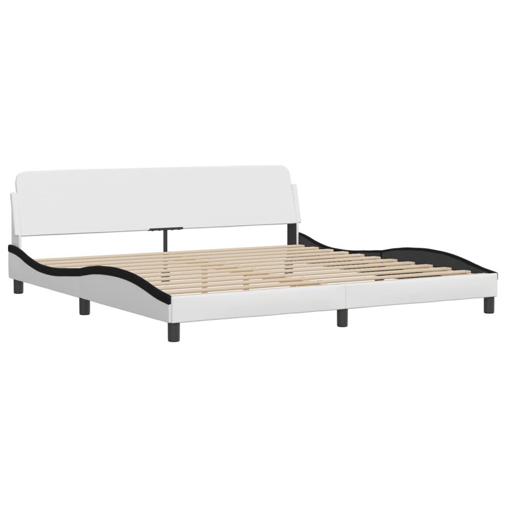 Bed Frame without Mattress "Hvar" White and Black 200x200 cm Faux Leather