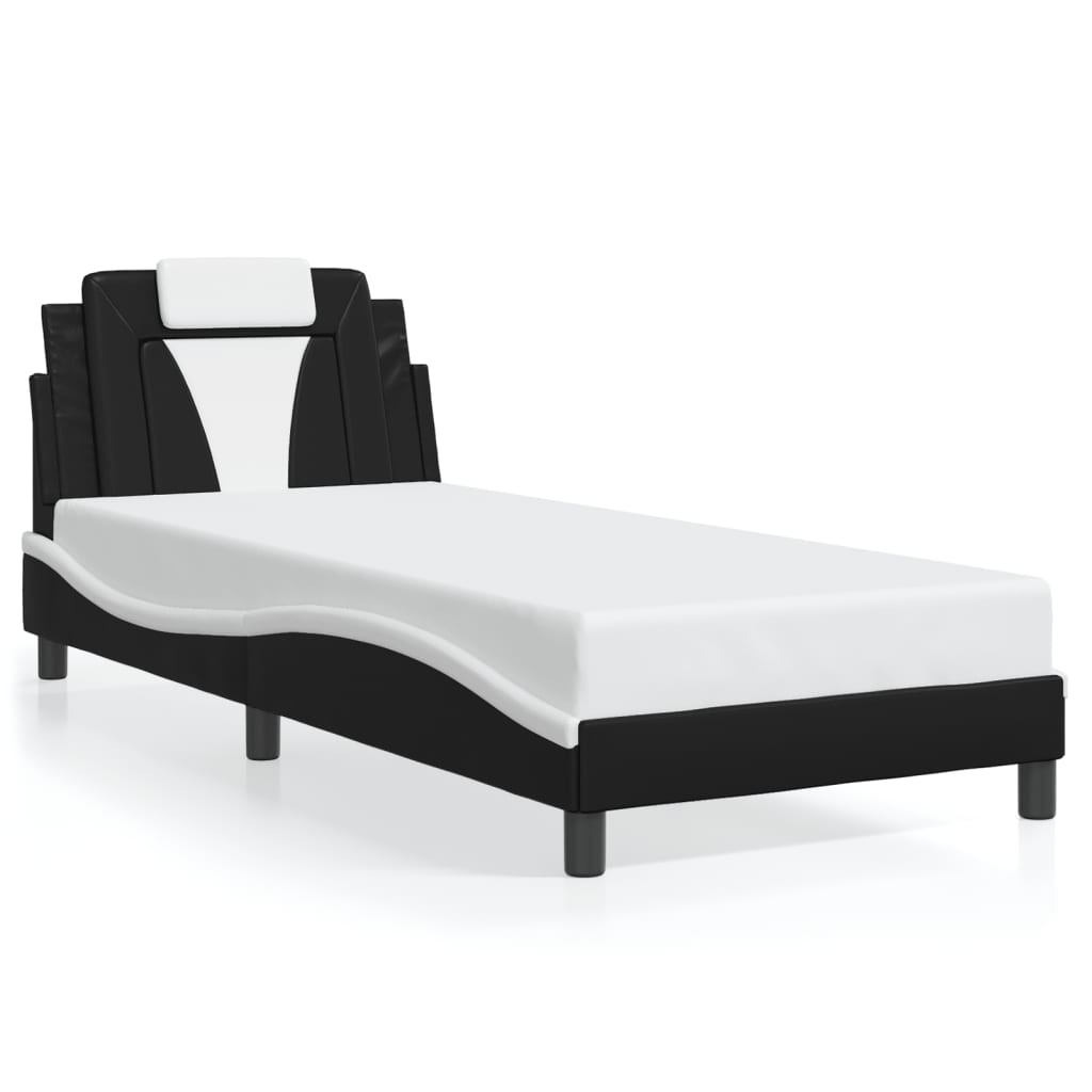 Bed Frame "Viana" without Mattress Black and White 80x200 cm Faux Leather