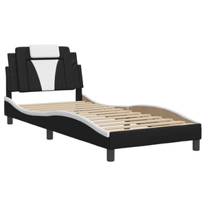 Bed Frame "Viana" without Mattress Black and White 80x200 cm Faux Leather