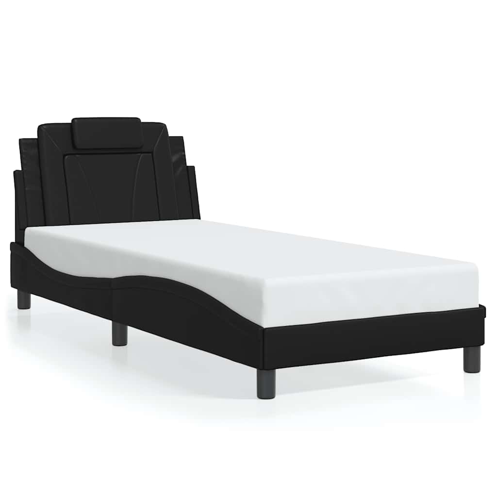 Bed Frame "Viana" without Mattress Black 90x200 cm Faux Leather
