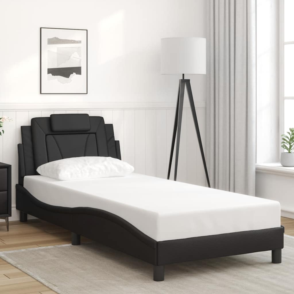Bed Frame "Viana" without Mattress Black 90x200 cm Faux Leather