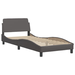 Bed Frame "Viana" without Mattress Grey 90x200 cm Faux Leather