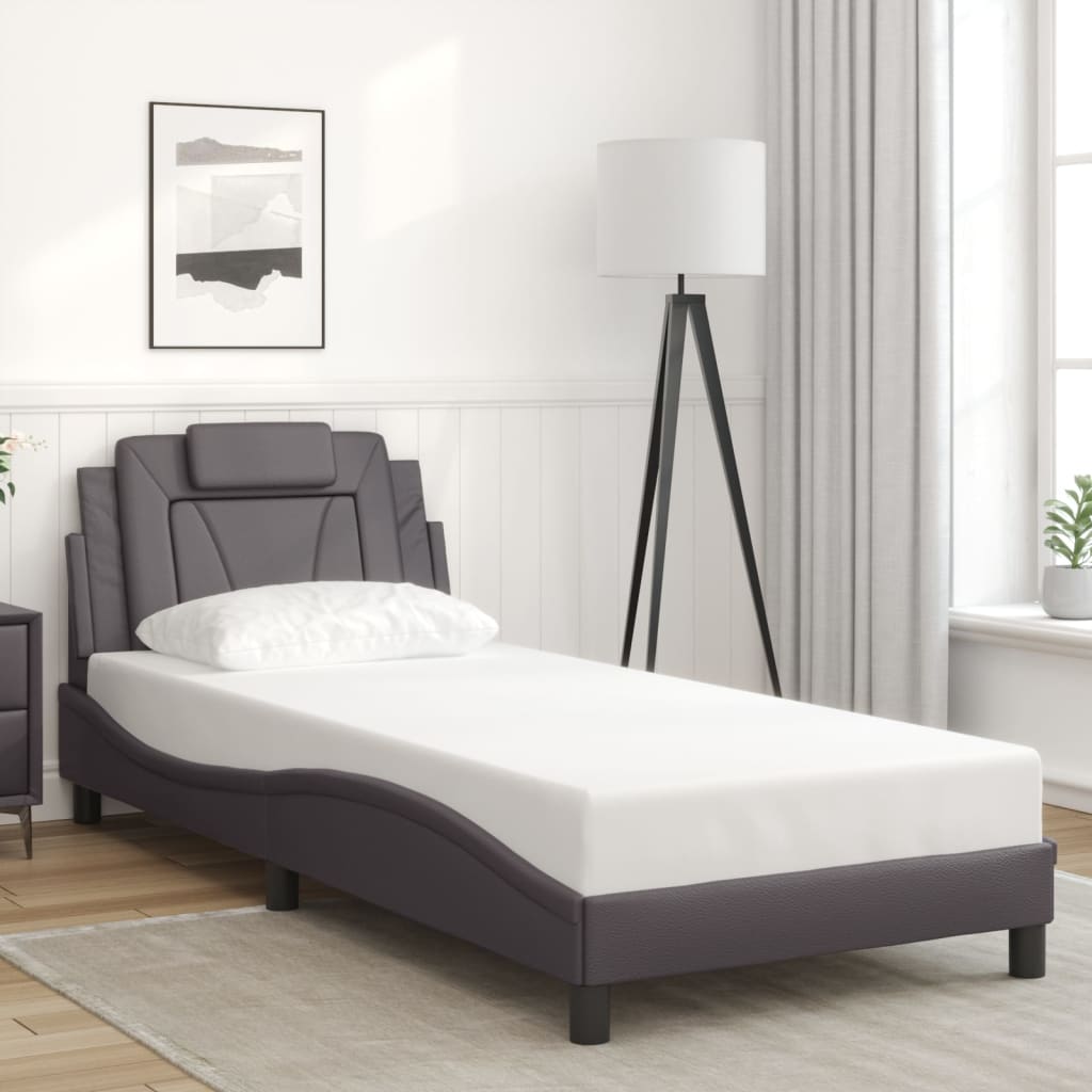 Bed Frame "Viana" without Mattress Grey 90x200 cm Faux Leather