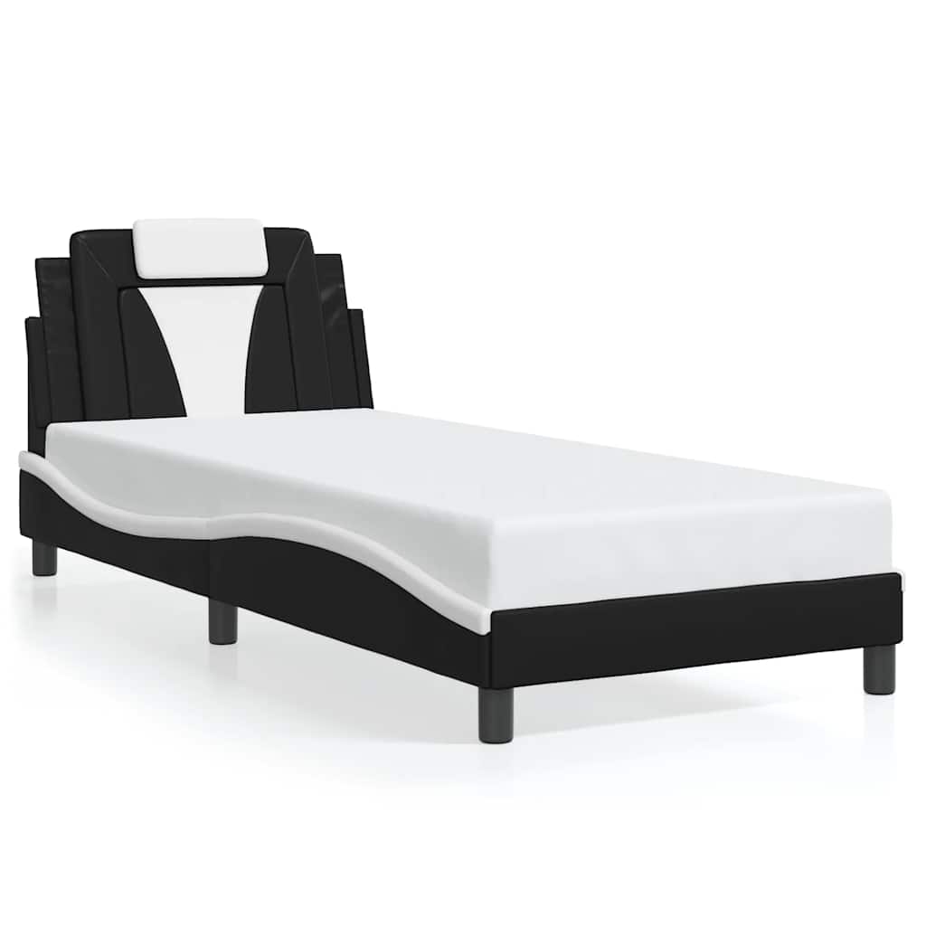 Bed Frame "Viana" without Mattress Black and White 90x200 cm Faux Leather