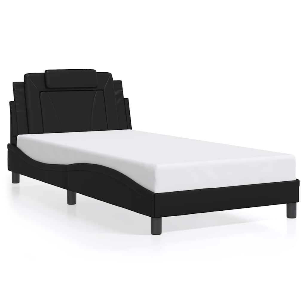 Bed Frame "Viana" without Mattress Black 100x200 cm Faux Leather
