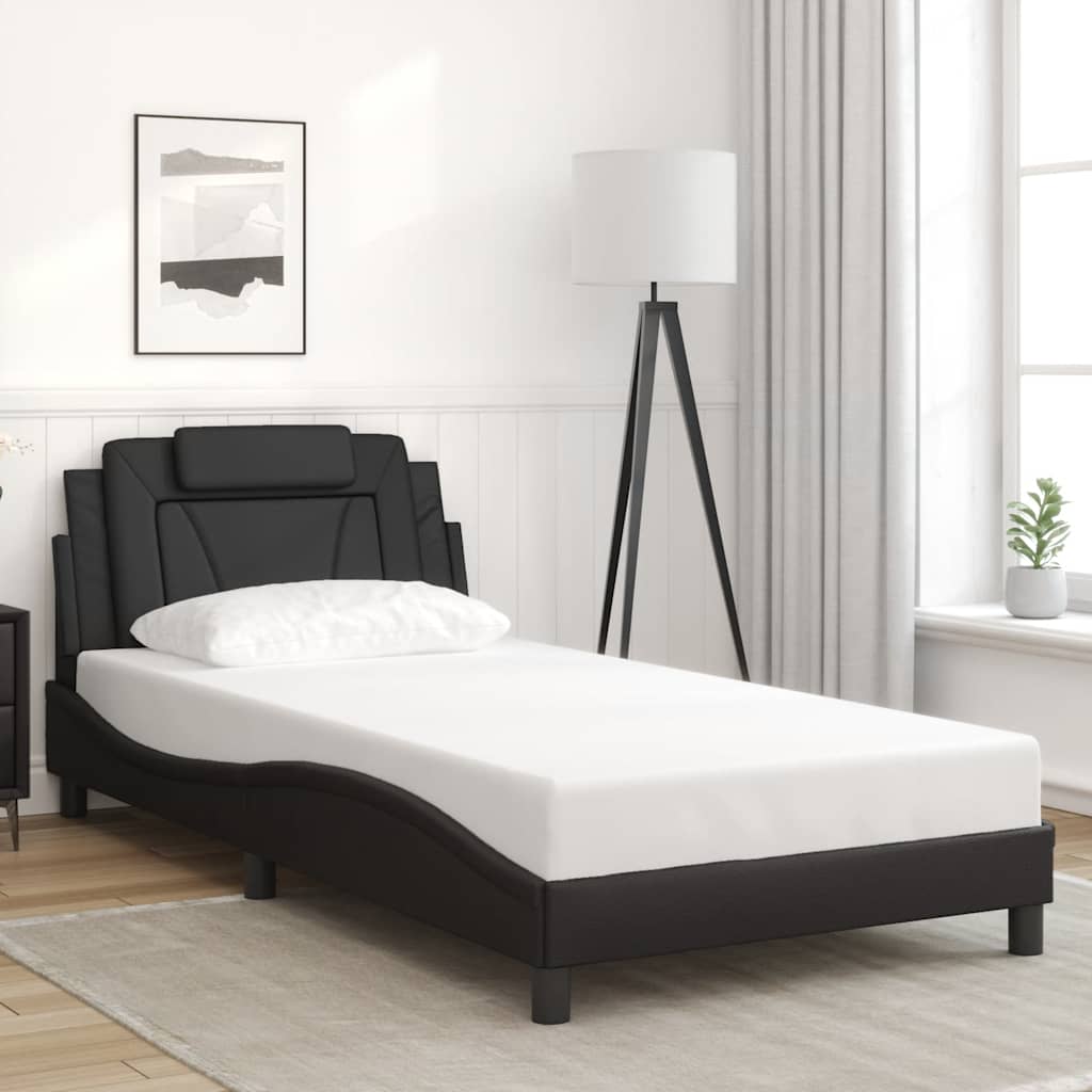 Bed Frame "Viana" without Mattress Black 100x200 cm Faux Leather