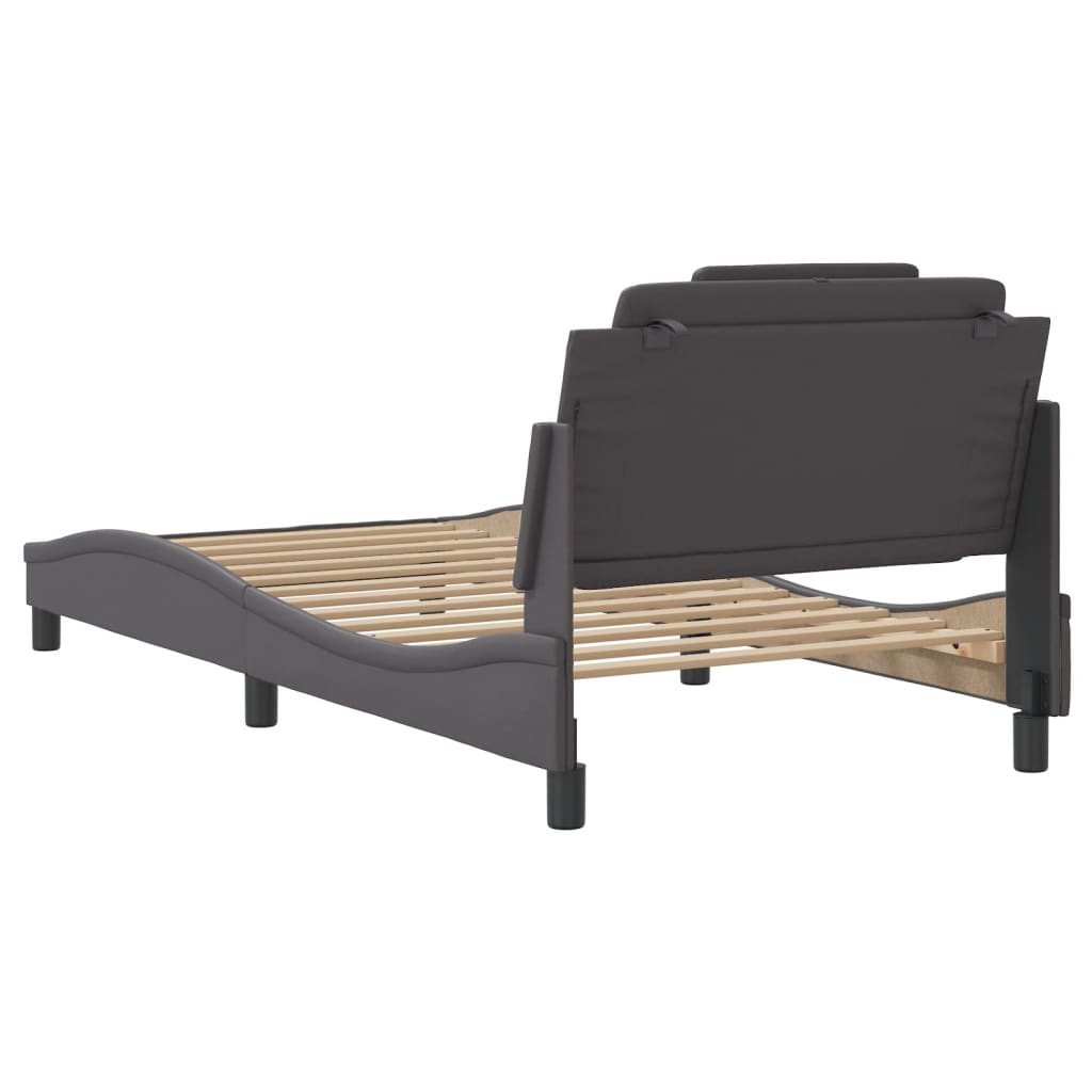 Bed Frame "Viana" without Mattress Grey 100x200 cm Faux Leather