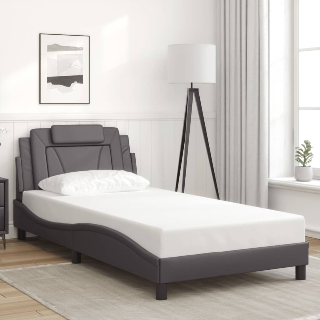 Bed Frame "Viana" without Mattress Grey 100x200 cm Faux Leather