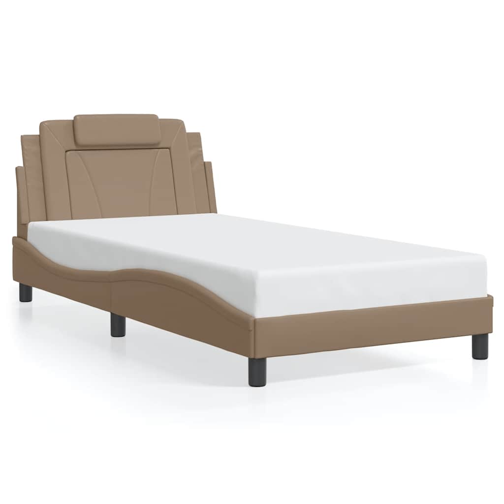 Bed Frame "Viana" without Mattress Cappuccino 100x200 cm Faux Leather