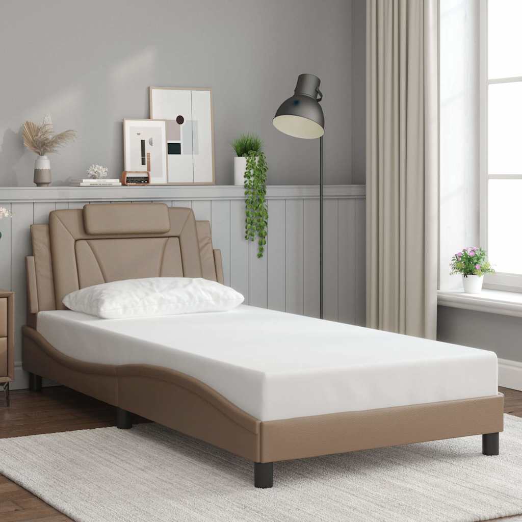 Bed Frame "Viana" without Mattress Cappuccino 100x200 cm Faux Leather
