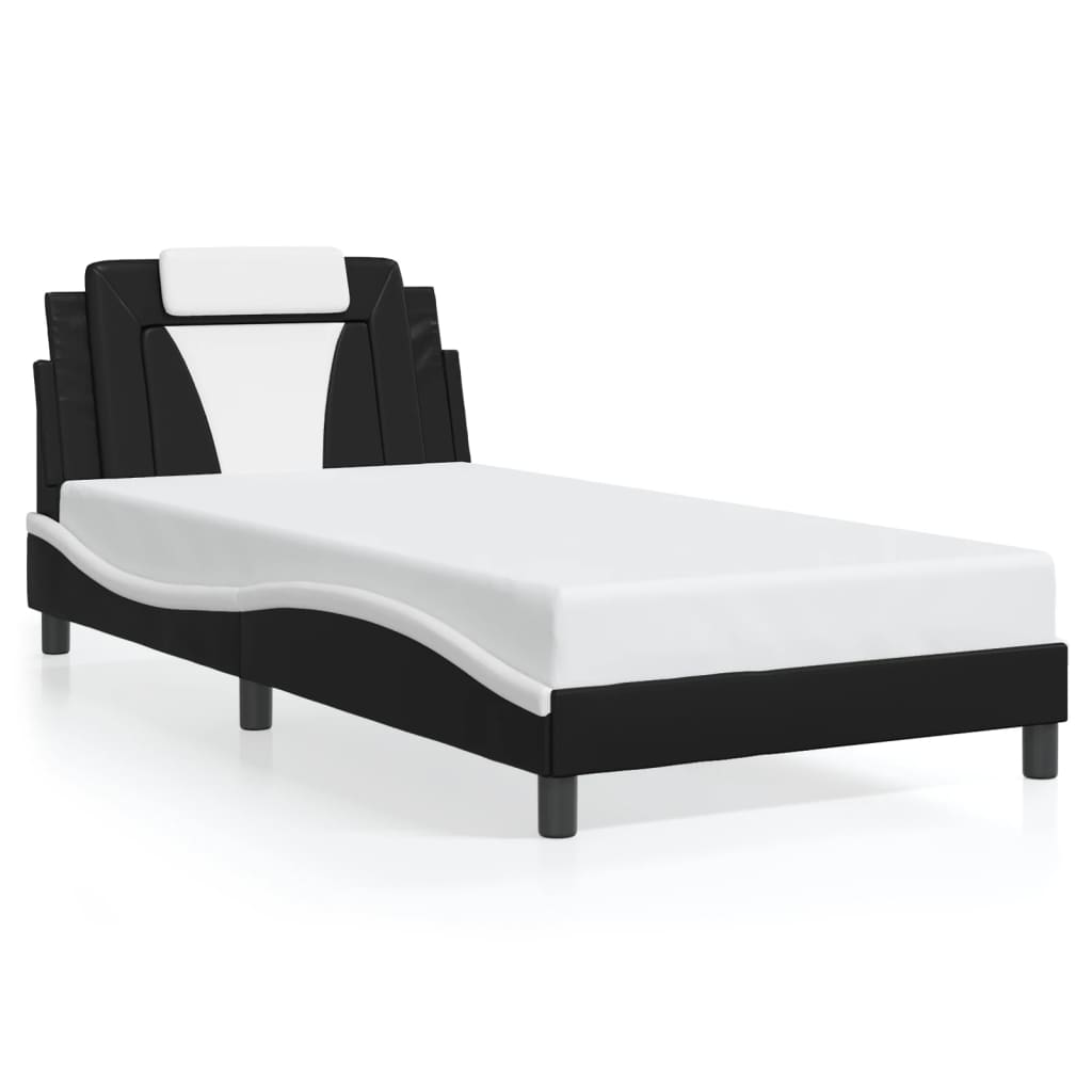 Bed Frame "Viana" without Mattress Black and White 100x200 cm Faux Leather