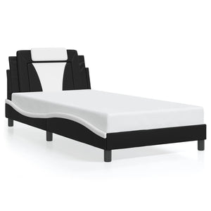 Bed Frame "Viana" without Mattress Black and White 100x200 cm Faux Leather